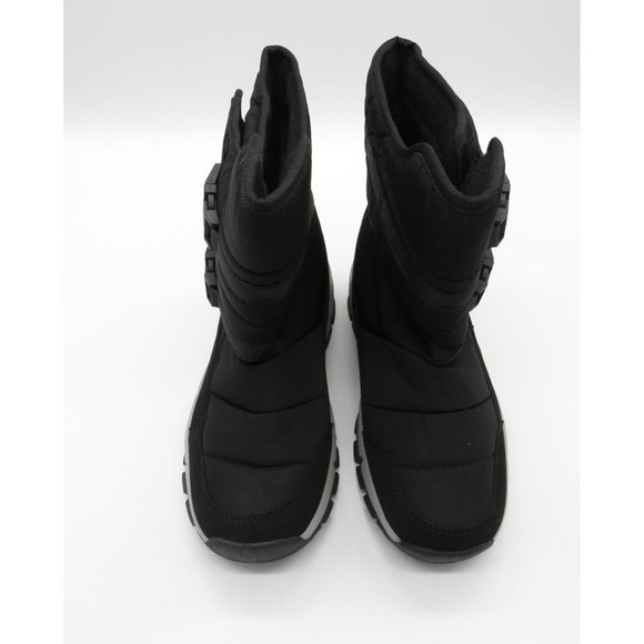 Men Size 4 Women Size 6 Black Snow boots Hook Loop Closure - Picture 1 of 7